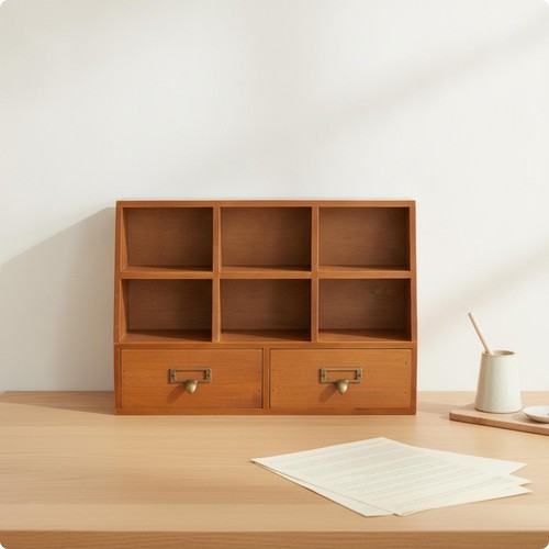 Wooden desktop organizer with - desktop,