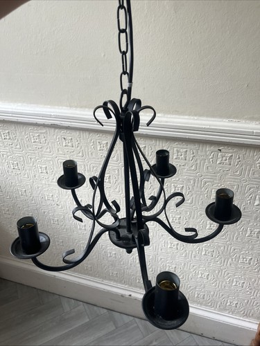 Black metal light candle - black,