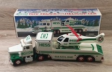Vintage Hess Gasoline Toy Truck and Helicopter In Original Box Good Condition