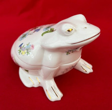 AYNSLEY:  LARGE FROG COVERED TRINKET POT - BONE CHINA  'ROYAL TUDOR'