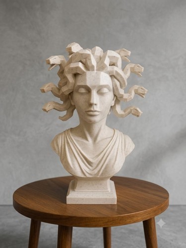Modern medusa bust sculpture - modern,