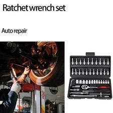46Pcs Spanner Socket Ratchet Wrench Set 1/4" Drive Car Repair Tool Kit with Case