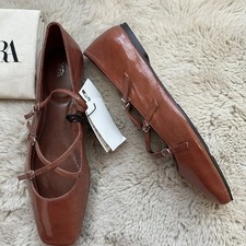 New Zara Leather Ballet Flats