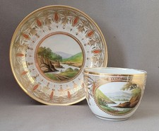 MILES MASON HAND PAINTED COUNTRY SCENES PATTERN 86 CUP & SAUCER C1805-10