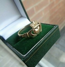 IRISH Claddagh Gold ring 9ct Yellow Gold  Irish hm Hibernia  Size  Y or Z Unused