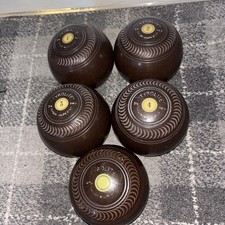 5 Vintage Tyrolite Bowls. Weight 5 Bias 3 Taylor Rolph - Brown with initial WM.