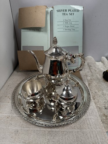 Vintage silver plated tea set - plated,