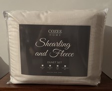 COZEE HOME Shearling & Fleece 4 Piece Kingsize Duvet Set In Ivory
