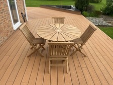 Wooden Outdoor Teak 4 Seater Table Set Folding Set Solid Teak Sundial Set 120 Cm
