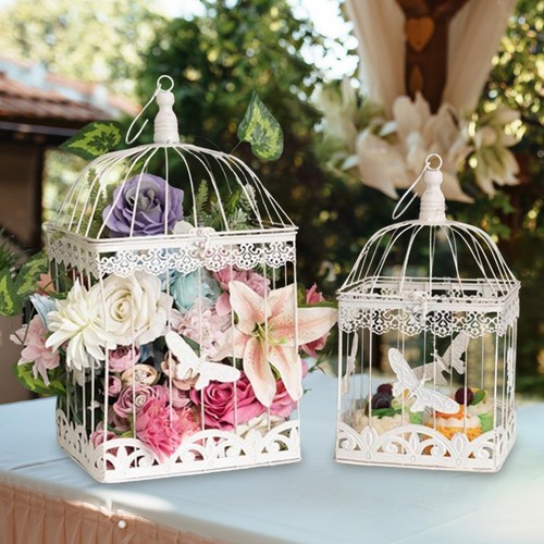 Vintage floral bird cage - vintage, table