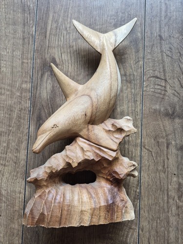 Handcarved wooden dolphin - handcarved,