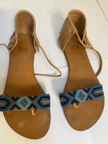 Jfk tan leather beaded - jfk,
