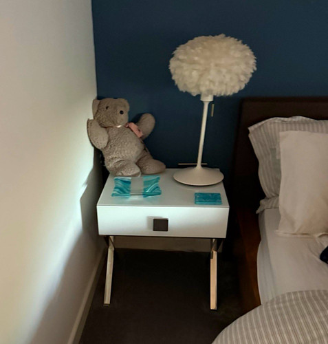 White bedroom bedside table - white,