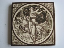 ANTIQUE MINTON - MOYR SMITH - TENNYSON'S IDYLLS OF THE KING TILE - VIVIEN c1876