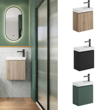 400mm 1 Door Vanity Unit Basin Cabinet Wall Hung Cloakroom Suite Fluted 3 Colour