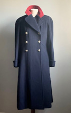 VINTAGE WOOL MILITARY COAT 10 12 long trench cashmere MANSFIELD duster fit flare