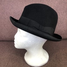 Vintage Dunn & Co Ltd Black Felt Trilby Hat With Ribbon Banding Size 55 Cm Small