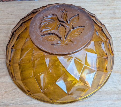 Bagley amber glass bowl - bowl, rose
