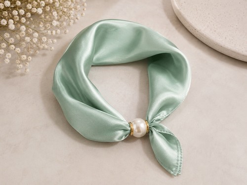 Mint green satin scarf - mint,