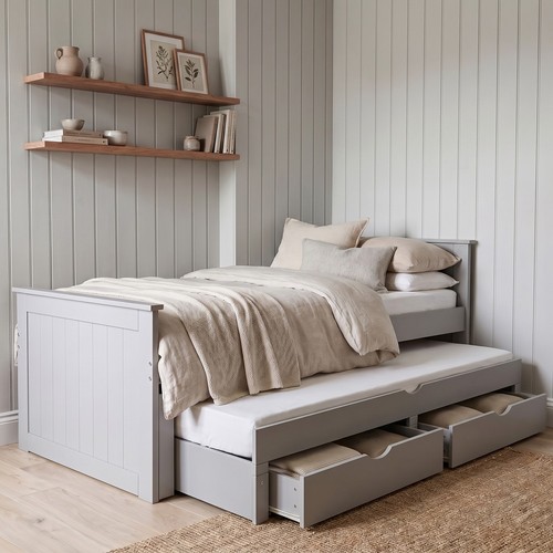 Single bed grey wooden with - single,