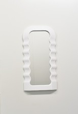Wavy Mirror Pattern Irregular White Frame Wall Mirror Home Decor 70X36cm