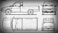 dacia 1300 c pick up 02 Blueprint Drawing A4 Photo