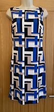 Simon Jeffrey Ladies Royal Blue Geometric Print Tunic Shift Dress Size 10 12 38