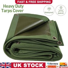 Green Canvas Heavy Duty Cotton Tarpaulin Cover Boat Log Store Roofing Sheet UK