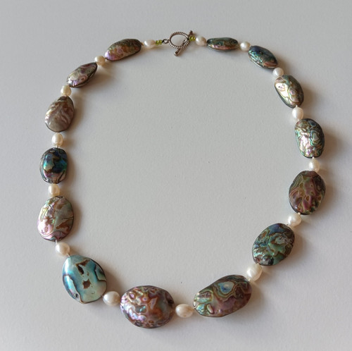 Rainbow colour abalone oval - rainbow,