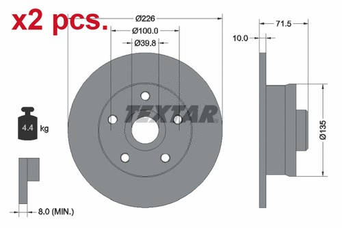 Pcs rear brake disc - x2,