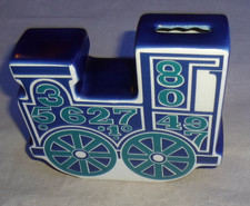 Carlton Ware Blue Green Ceramic Train Engine 13hx14x6cm Moneybox