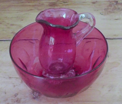 Vintage cranberry cut glass - vintage,