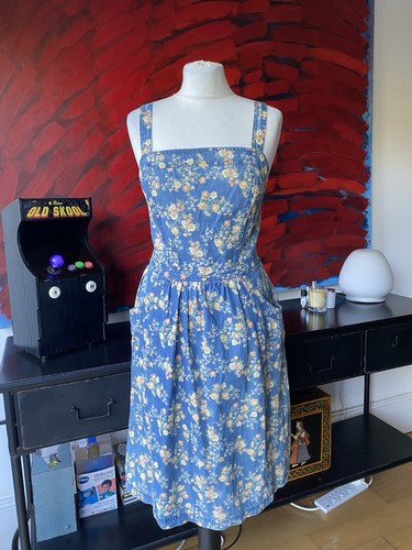 Floral denim dress - floral, with