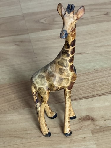 Hand carved wooden giraffe - carved,
