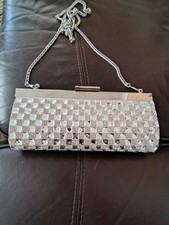 QUIZ SILVER SEQUIN EVENING/WEDDING/ CLUTCH BAG