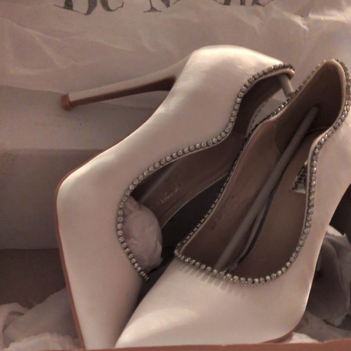 Ivory satin wedding shoes high - ivory,