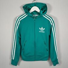 Adidas Tracksuit Jacket Green Womens 10 Retro 2010 Hooded Full Zip Trackie Indie
