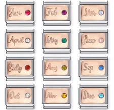 Birthstone Charms Italian Charm Link 9mm Silver Fits Nomination Bracelet