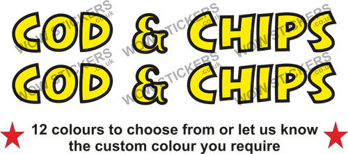 Cod and chips stickers - and,