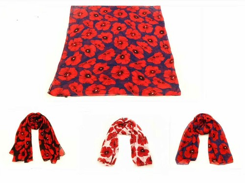Poppy print scarf 180cm - poppy,