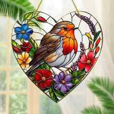 Robin Bird Flowers Heart