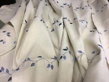Ian Mankin fabric Remnant  union leaf by 160 cm  BLUE embroidered