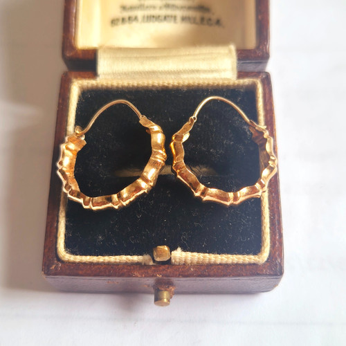 9ct gold creole hoop earrings - 9ct,