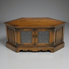 Old Charm TV Stand Corner Video Cabinet "Light Oak"  #2084 FREE UK* Delivery