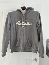 Hollister Women’s Grey Zip Up Hoodie With Fleece Lining - Size L