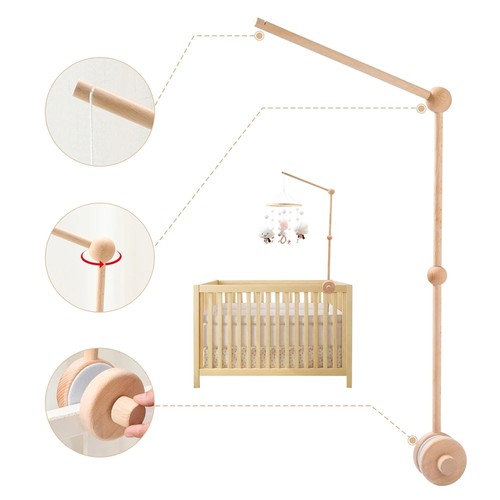 Wooden crib mobile - crib, bell