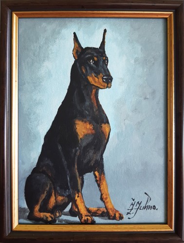 Doberman original oil painting - doberman,