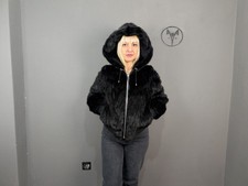 Fur Mink bomber jacket black