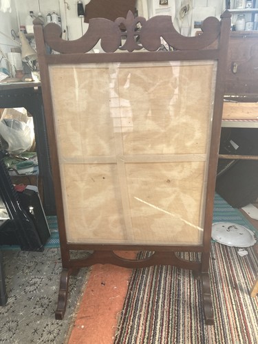 Antique wooden fire screen - fire,