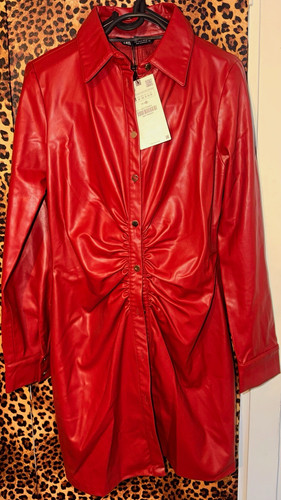 Zara red faux - red, ruched